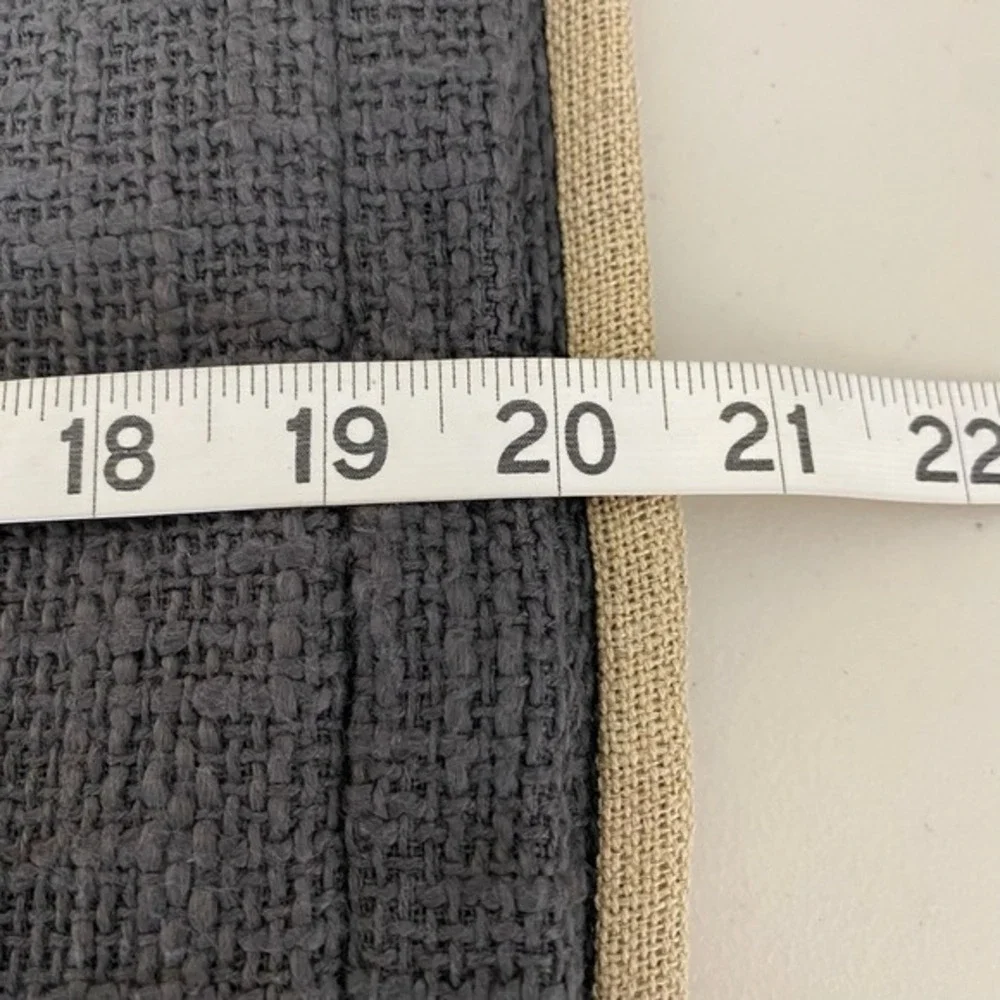 Pottery Barn Pillow Shams SET of 2 Gray Brown Trim 100% Cotton Open Weave Rustic